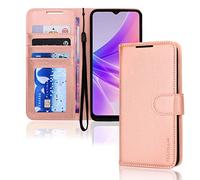 TECHGEAR Leather Wallet Case for Oppo A57 5G / A77 5G, Flip Protective Case Cover with Wallet Card Holder, Stand & Wrist Strap, Rose Gold PU Leather with Magnetic Closure