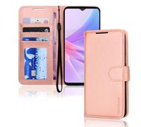 TECHGEAR Leather Wallet Case for Oppo A78 5G Flip Protective Case Cover with Wallet Card Holder, Stand & Wrist Strap, Rose Gold PU Leather with Magnetic Closure