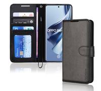 TECHGEAR Leather Wallet Case for Oppo Reno 10 5G, Flip Protective Case Cover with Wallet Card Holder, Stand & Wrist Strap - Black PU Leather with Magnetic Closure for Oppo Reno10 5G