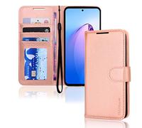 TECHGEAR Leather Wallet Case for Oppo Reno 8 5G, Flip Protective Case Cover with Wallet Card Holder, Stand & Wrist Strap - Rose Gold PU Leather with Magnetic Closure for Oppo Reno8 5G
