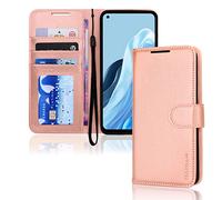 TECHGEAR Leather Wallet Case for Oppo Reno 8 Lite 5G, Flip Protective Case Cover with Wallet Card Holder, Stand & Wrist Strap - Rose Gold PU Leather with Magnetic Closure for Oppo Reno8 Lite 5G