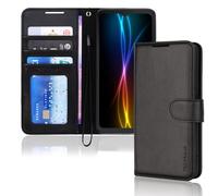 TECHGEAR Leather Wallet Case for Samsung Galaxy XCover 7 Pro, Flip Cover with RFID Blocking, Card Holder, Stand & Magnetic Closure - PU Leather, Black