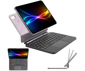 TECHGEAR Magic Keyboard Case for iPad Mini 7 (A17 Pro) & iPad Mini 6, Slim Magnetic Floating Stand, Bluetooth QWERTY, Multi-Touch Trackpad, 7-Color Backlit Keyboard for Study, Travel & Work