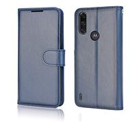 TECHGEAR Moto E7i Power Leather Wallet Case, Flip Protective Case Cover with Wallet Card Holder, Stand & Wrist Strap, Blue PU Leather with Magnetic Clasp Designed For Motorola Moto E7i Power