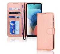 TECHGEAR Moto E7i Power Leather Wallet Case, Flip Protective Case Cover with Wallet Card Holder, Stand & Wrist Strap, Rose Gold PU Leather with Magnetic Clasp For Motorola Moto E7i Power