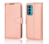 TECHGEAR Moto Edge 20 Leather Wallet Case, Flip Protective Case Cover with Wallet Card Holder, Stand & Wrist Strap, Rose Gold PU Leather with Magnetic Clasp For Motorola Moto Edge 20