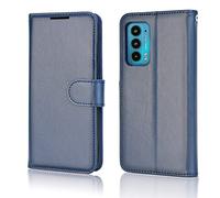 TECHGEAR Moto Edge 20 Leather Wallet Case, Flip Protective Case Cover with Wallet Card Holder, Stand & Wrist Strap, Blue PU Leather with Magnetic Clasp Designed For Motorola Moto Edge 20