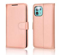 TECHGEAR Moto Edge 20 Lite Leather Wallet Case, Flip Protective Case Cover with Wallet Card Holder, Stand & Wrist Strap, Rose Gold PU Leather with Magnetic Clasp For Motorola Moto Edge 20 Lite