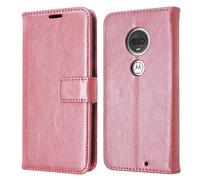 TECHGEAR Moto G7 Case, Leather Wallet Flip Protective Case Cover with Card Slots, Kickstand and Wrist Strap - Rose Gold PU Leather Compatible with Motorola Moto G7