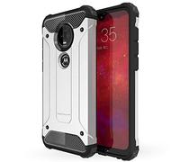 TECHGEAR Moto G7 Plus Case [Tough Armoured] ShockProof Dual-Layer Protective Heavy Duty Tough Cover Compatible with Motorola Moto G7 Plus - (Silver)
