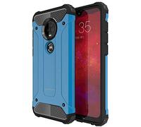 TECHGEAR Moto G7 Plus Case [Tough Armoured] ShockProof Dual-Layer Protective Heavy Duty Tough Cover Compatible with Motorola Moto G7 Plus - (Blue)