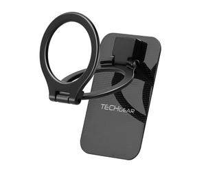 TECHGEAR Phone Ring Holder, 360 Adjustable Universal Phone Finger Grip Ring Metal Alloy Stand, Adjustable Mobile Phone Loop for All Smartphones, iPhone, Samsung, Honor, Moto, Google, Redmi - Black