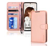 TECHGEAR Pixel 7 Pro Leather Wallet Case, Flip Protect Case Cover with Wallet Card Holder, Stand and Wrist Strap - Rose Gold PU Leather with Magnetic Closure Designed For Google Pixel 7 Pro