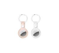 TECHGEAR Protective Case for AirTag 2021, 2 Pack PU Leather AirTag Tracker Holder with Key Chain Ring, Easy Carry AirTag Cover for Keys, Backpacks