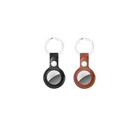 TECHGEAR Protective Case for AirTag 2021, 2 Pack PU Leather AirTag Tracker Holder with Key Chain Ring, Easy Carry AirTag Cover for Keys, Backpacks