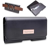TECHGEAR RFID Blocking Card Holder Leather Holster Pouch Case with Belt Clip & Loop to Fit Samsung S25 Ultra, S24 Ultra S23 Ultra, A17, iPhone 17 Pro Max 16 Plus, Moto G14 E14, Oppo A57, Redmi Note 13