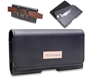 TECHGEAR RFID Blocking Card Holder PU Leather Holster Pouch Case with Belt Clip & Loop for Honor 400 300 90 70 50 Lite, X6, X8, X8a, Magic 7 Pro / 7 Lite, Magic 6 Pro / 6 Lite / 5 Pro / 5 Lite / 4 Pro