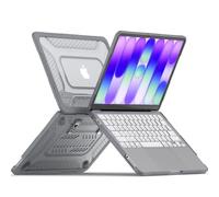 TECHGEAR Slim Rugged Case for MacBook Neo 13 inch 2026 A18 Pro - Shockproof Hard Shell Laptop Cover with Kickstand, TPU Bumper Protection & Ventilated Snap-On Design - Silver Grey
