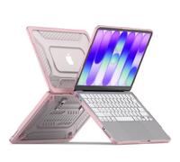 TECHGEAR Slim Rugged Case for MacBook Neo 13 inch 2026 A18 Pro - Shockproof Hard Shell Laptop Cover with Kickstand, TPU Bumper Protection & Ventilated Snap-On Design - Blush Pink