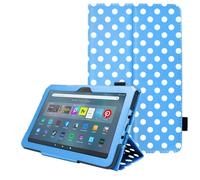 TECHGEAR Smart Case Designed For All New Amazon Fire Max 11" (2023 / 13th Generation) Slim PU Leather Folio Smart Stand Case Cover with Hand Strap & Auto Wake/Sleep [Blue Polka Dot]