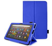 TECHGEAR Smart Case For Amazon Fire HD 10 (13th Generation / 2023 & 11th Generation / 2021) Slim PU Leather Folio Smart Stand Case Cover with Hand Strap & Auto Wake/Sleep [Blue]