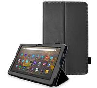 TECHGEAR Smart Case For Amazon Fire HD 10 (13th Generation / 2023 & 11th Generation / 2021) Slim PU Leather Folio Smart Stand Case Cover with Hand Strap & Auto Wake/Sleep [Black]
