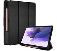 TECHGEAR Smart Case for Samsung Galaxy Tab S7 FE 12.4" (SM-T730/T736) & Tab S8 Plus 12.4" (SM-X800/X806) PU Leather Slim Smart Case Stand Protective Cover [Auto Wake/Sleep] Soft TPU Holder - Black