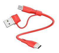 TECHGEAR SOFT Silicone 2in1 100W USB A/C to USB C Charger Cable Fast Charging 5A Tangle Free Cable Compatible with iPad Air/Pro 2024, iPhone 17 16 15, Galaxy S25 S24 FE A17 A26, Switch etc (30cm)