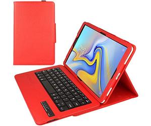 TECHGEAR Strike Folio Case fits Samsung Galaxy Tab A 10.5 Inch (SM-T590 Series) PU Leather Case with Built in Detachable Bluetooth Wireless UK QWERTY Keyboard and Stand (Red)