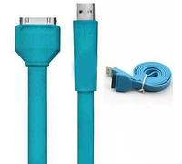 TECHGEAR Strong Flat Noodle USB Data Sync & Charging Cable for Apple iPad 1, 2, New iPad 3-1M Length (BABY BLUE)