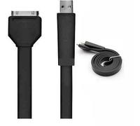 TECHGEAR Strong Flat Noodle USB Data Sync & Charging Cable for Apple iPad 1, 2, New iPad 3-1M Length (black)