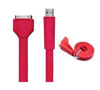 TECHGEAR Strong Flat Noodle USB Data Sync & Charging Cable for Apple iPad 1, 2, New iPad 3-1M Length (RED)