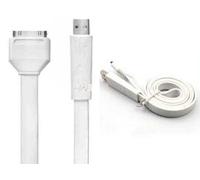 TECHGEAR Strong Flat Noodle USB Data Sync & Charging Cable for Apple iPad 1, 2, New iPad 3-1M Length (White)