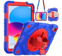 TECHGEAR SUPE Case for iPad 11" A16 (11th Gen 2025) & 10.9" (10th Gen 2022), Heavy Duty Shockproof Case with 360 Stand, Hand & Shoulder Strap - Fun Superhero Colours for Kids, Boys, Girls & School Use