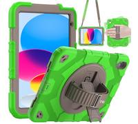 TECHGEAR SUPE Case for iPad 11" A16 (11th Gen 2025) & 10.9" (10th Gen 2022), Heavy Duty Shockproof Case with 360 Stand, Hand & Shoulder Strap - Fun Superhero Colours for Kids, Boys, Girls & School Use