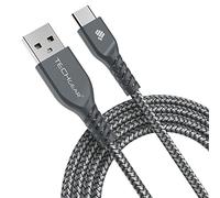TECHGEAR USB C to USB A 2M Long STRONG Durable Braided USB C Charging Data Cable Type C Compatible with iPad Pro 11" 12.9" 13" 2024 2022 2021, Mini 6, iPad Air 10.9/11/13, iPad 10th Generation, Silver