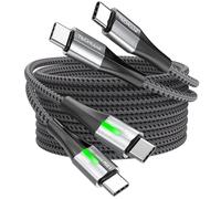 TECHGEAR USB C Cable [3m+3m] 240W PD3.1 Super Fast Charging Long Type C to C LED Light Indicator Braided Cables for MacBook Pro, HP Dell Asus Acer Laptop, iPad Pro/Air, S25 S24, iPhone 17 16, PS5 etc