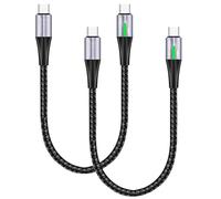 TECHGEAR USB C to USB C Charger Cable [0.3+0.3m] 100W PD3.0 Type C Fast Charging LED Light Indicator Phone Cable for MacBook Pro, iPad/Air/Pro, iPhone 17 16 15 Pro, S25 S24, Pixel 10 9, PS5 Switch etc