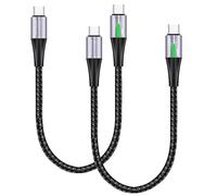 TECHGEAR USB C to USB C Charger Cable, [0.3+0.3m] 240W PD3.1 Type C Super Fast Charging LED Light Indicator Cable for MacBook Pro, Dell, HP, Asus, Acer Laptop, iPad Pro/Air, S25 S24, iPhone 17 16 etc