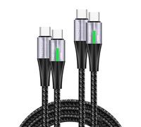 TECHGEAR USB C to USB C Charger Cable, [1m+1m] 100W PD3.0 Type C Fast Charging LED Light Indicator Phone Cable for MacBook Pro, iPad Air/Pro/A16, iPhone 17 16 15 Pro Max, S25 S24, Pixel PS5 Switch etc