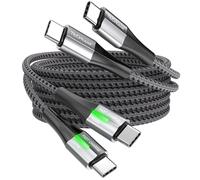 TECHGEAR USB C to USB C Charger Cable, [2m+2m] 100W PD3.0 LED Light Indicator Type C Fast Charging Long Cable for MacBook Pro, iPad A16/Pro/Air, iPhone 17 16 15 Pro Max, S25 S24, Pixel, PS5 Switch etc