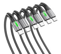 TECHGEAR USB C to USB C Charger Cable, [3 Pack 0.3+1+2m] 100W PD3.0 Type C Fast Charging LED Light Indicator Phone Cable for MacBook Pro, iPad Pro/Air, iPhone 17 16 15 Pro Max S25 S24, PS5 Switch etc