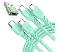 TECHGEAR USB C to USB C Charger Cable 60W (1M+1M+Adapter) Braided Fast Charging Type C Data Lead for iPhone 17 16 15 Pro Max, iPad A16 Air Pro, Samsung S26 S25 S24 A17 A36 A56, Pixel, MacBook, Switch