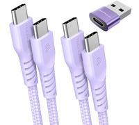 TECHGEAR USB C to USB C Charger Cable 60W (1M+2M+Adapter) Strong Braided Fast Charging Type C Data Lead for iPhone 17 16 15 Pro Max, iPad Air/Pro/A16/10th, Samsung S26 S25 S24 A54 A16, Pixel, Oppo etc