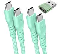 TECHGEAR USB C to USB C Charger Cable 60W (1M+2M+Adapter) Strong Braided Fast Charging Type C Data Lead for iPhone 17 16 15 Pro Max, iPad Air/Pro/A16/10th, Samsung S26 S25 S24 A54 A16, Pixel, Oppo etc