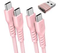 USB C to USB C Charger Cable 60W (1M+2M+Adapter) STRONG Braided C to C Cable Fast Charging Type C Data Lead Compatible with iPhone 16/15, iPad Pro 2022, MacBook, Samsung S24/S23/A54/A15/A04s, Pixel 8
