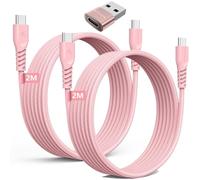 TECHGEAR USB C to USB C Charger Cable 60W (2M+2M+Adapter) Braided Long Fast Charging Type C to C Data Lead for iPhone 17 16 15 Pro Max, iPad Air/Pro/A16/10th, Samsung S26 S25 S24 A26 A16, Pixel Switch