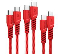 TECHGEAR USB C to USB C Charger Cable 60W (3 Pack 1M) Strong Braided Fast Charging Type C Data Lead for iPhone 17 16 15 Pro Max, iPad Air/Pro/11th, Samsung S26 S25 S24 A26 A54 A17 A16, Pixel, Oppo etc