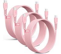 TECHGEAR USB C to USB C Charger Cable 60W (3 Pack 2M) Braided Long Fast Charging Type C to C Data Lead for iPhone 17 16 15 Pro Max, iPad A16/10th/Air/Pro, Samsung S26 S25 S24 A26 A16, Pixel, Switch