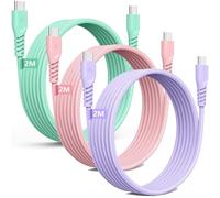 TECHGEAR USB C to USB C Charger Cable 60W (3 Pack 2M) Braided Long Fast Charging Type C to C Data Lead for iPhone 17 16 15 Pro Max, iPad A16/10th/Air/Pro, Samsung S26 S25 S24 A26 A16, Pixel, Switch